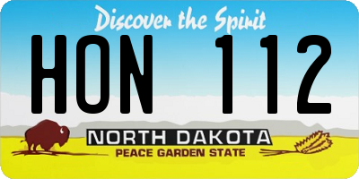ND license plate HON112