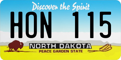 ND license plate HON115
