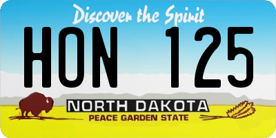 ND license plate HON125
