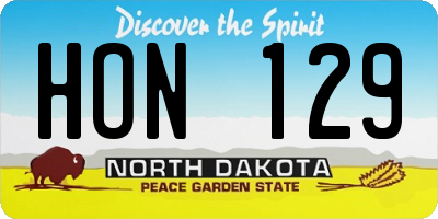 ND license plate HON129