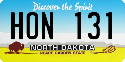 ND license plate HON131