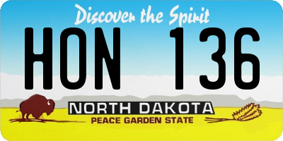 ND license plate HON136