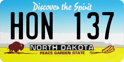 ND license plate HON137