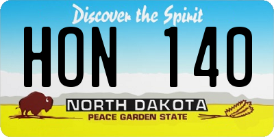 ND license plate HON140