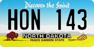 ND license plate HON143