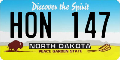 ND license plate HON147