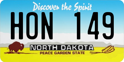 ND license plate HON149