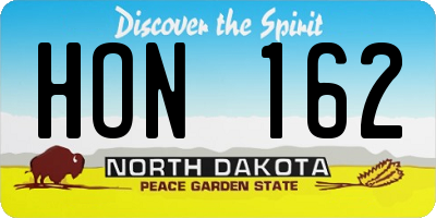 ND license plate HON162