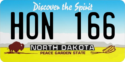 ND license plate HON166