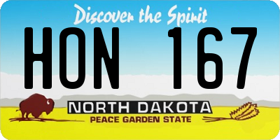 ND license plate HON167