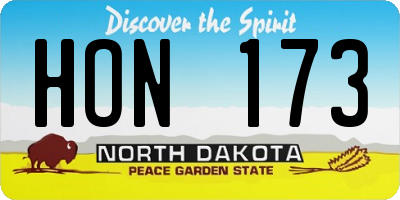 ND license plate HON173