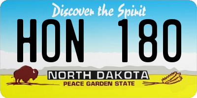 ND license plate HON180