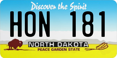 ND license plate HON181