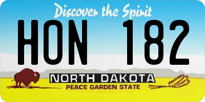 ND license plate HON182