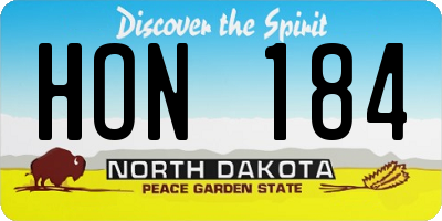 ND license plate HON184