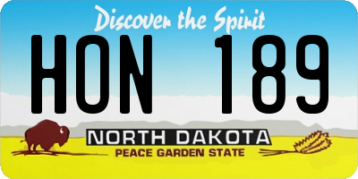 ND license plate HON189