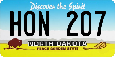 ND license plate HON207