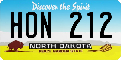 ND license plate HON212