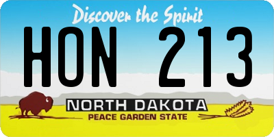 ND license plate HON213