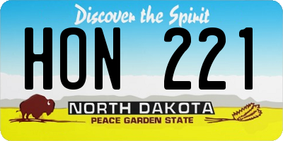 ND license plate HON221