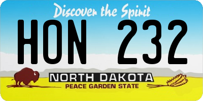 ND license plate HON232