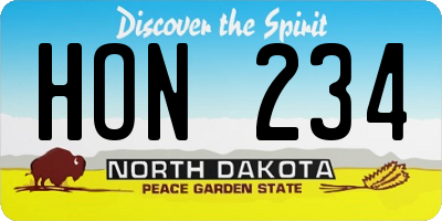 ND license plate HON234