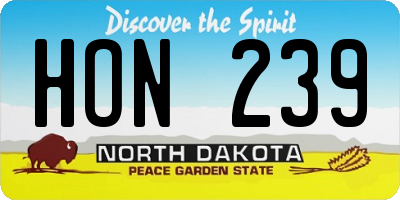 ND license plate HON239