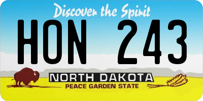 ND license plate HON243