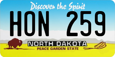 ND license plate HON259