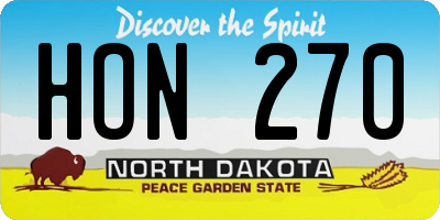 ND license plate HON270