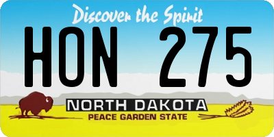 ND license plate HON275