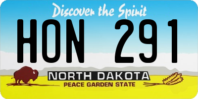 ND license plate HON291