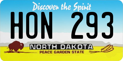 ND license plate HON293