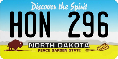 ND license plate HON296