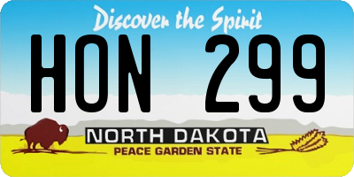 ND license plate HON299