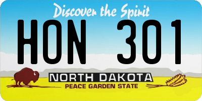 ND license plate HON301