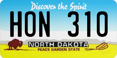 ND license plate HON310