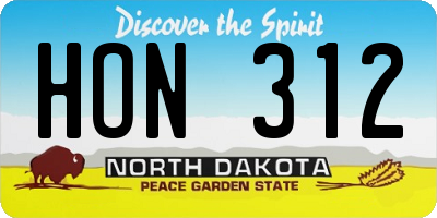 ND license plate HON312