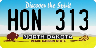 ND license plate HON313