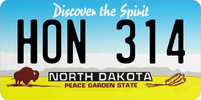 ND license plate HON314