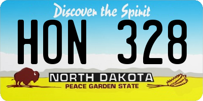 ND license plate HON328