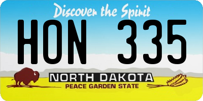 ND license plate HON335