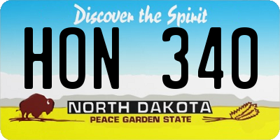 ND license plate HON340