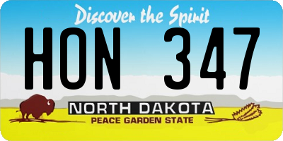 ND license plate HON347