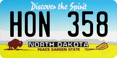 ND license plate HON358