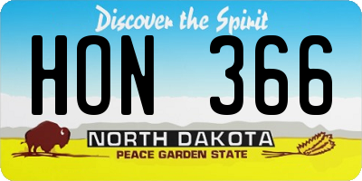 ND license plate HON366