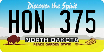 ND license plate HON375
