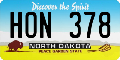 ND license plate HON378