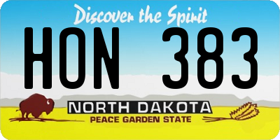 ND license plate HON383