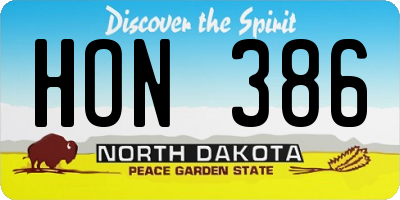 ND license plate HON386